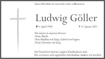Anzeige von Ludwig Göller von MGO