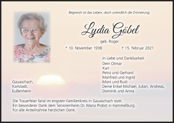 Anzeige von Lydia Göbel von MGO