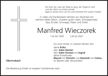Anzeige von Manfred Wieczorek von MGO