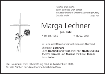 Anzeige von Marga Lechner von MGO