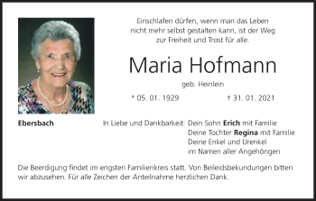 Anzeige von Maria Hofmann von MGO