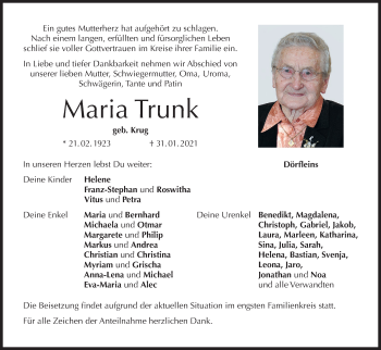Anzeige von Maria Trunk von MGO
