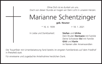 Anzeige von Marianne Schentzinger von MGO