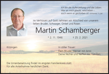 Anzeige von Martin Schamberger von MGO