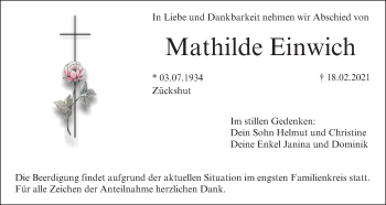 Anzeige von Mathilde Einwich von MGO