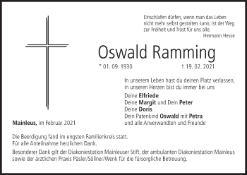 Anzeige von Oswald Ramming von MGO