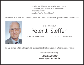 Anzeige von Peter J. Steffen von MGO