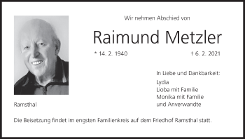 Anzeige von Raimund Metzler von MGO