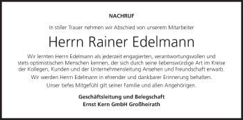 Anzeige von Rainer Edelmann von MGO