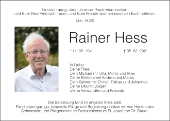Anzeige von Rainer Hess von MGO