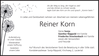 Anzeige von Reiner Korn von MGO