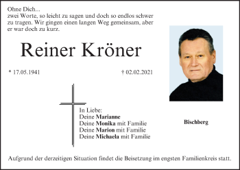 Anzeige von Reiner Kröner von MGO