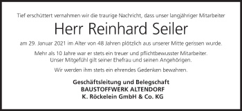 Anzeige von Reinhard Seiler von MGO