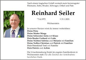 Anzeige von Reinhard Seiler von MGO