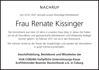 Anzeige von Renate Kissinger von MGO