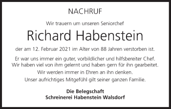 Anzeige von Richard Habenstein von MGO