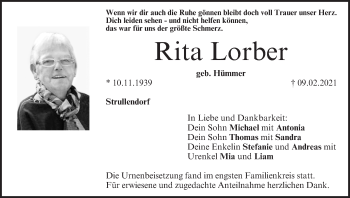 Anzeige von Rita Lorber von MGO