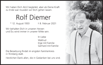 Anzeige von Rolf Diemer von MGO