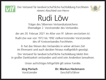 Anzeige von Rudi Löw von MGO