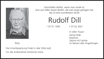 Anzeige von Rudolf Dill von MGO