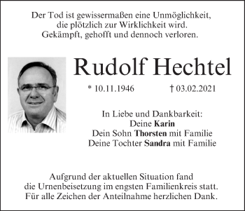 Anzeige von Rudolf Hechtel von MGO