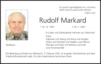 Anzeige von Rudolf Markard von MGO