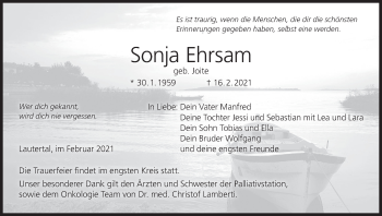 Anzeige von Sonja Ehrsam von MGO