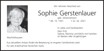 Anzeige von Sophie Gerstenlauer von MGO