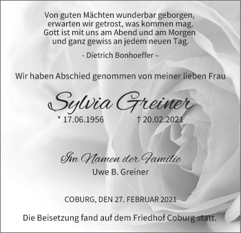 Anzeige von Sylvia Greiner von MGO