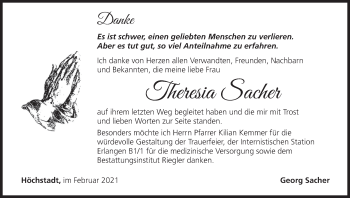 Anzeige von Theresia Sacher von MGO