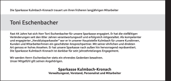 Anzeige von Toni Eschenbacher von MGO