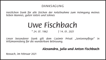 Anzeige von Uwe Fischbach von MGO