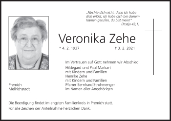 Anzeige von Veronika Zehe von MGO