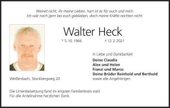 Anzeige von Walter Heck von MGO