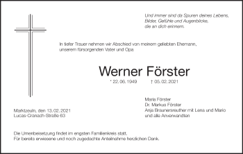 Anzeige von Werner Förster von MGO