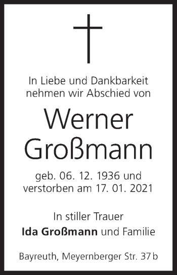 Anzeige von Werner Großmann von MGO