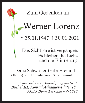 Anzeige von Werner Lorenz von MGO