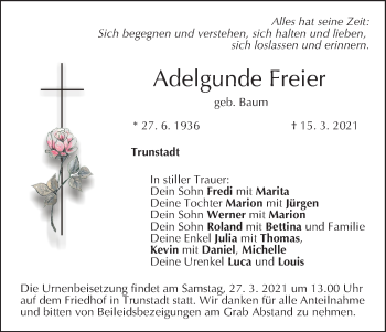 Anzeige von Adelgunde Freier von MGO