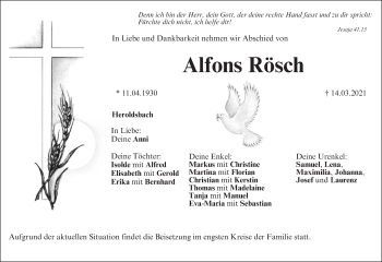 Anzeige von Alfons Rösch von MGO