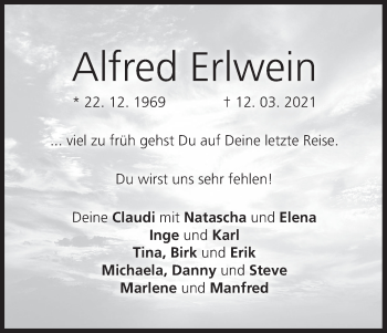 Anzeige von Alfred Erlwein von MGO