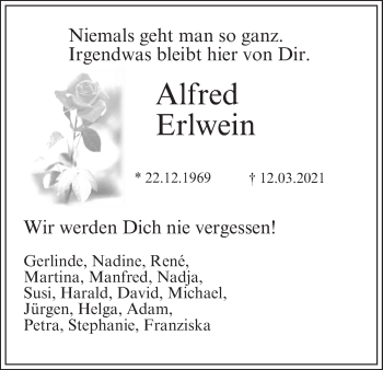 Anzeige von Alfred Erlwein von MGO