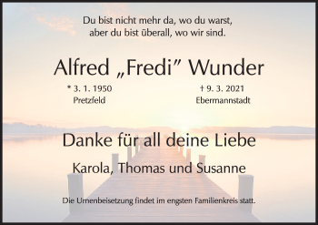 Anzeige von Alfred  Wunder von MGO