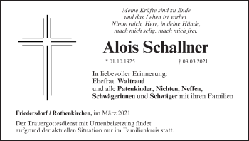 Anzeige von Alois Schallner von MGO