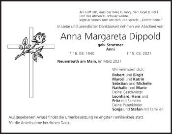 Anzeige von Anna Margareta Dippold von MGO