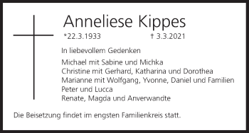 Anzeige von Anneliese Kippes von MGO