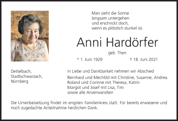Anzeige von Anni Hardörfer von MGO