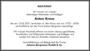 Anzeige von Anton Kraus von MGO