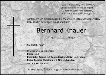 Anzeige von Bernhard Knauer von MGO