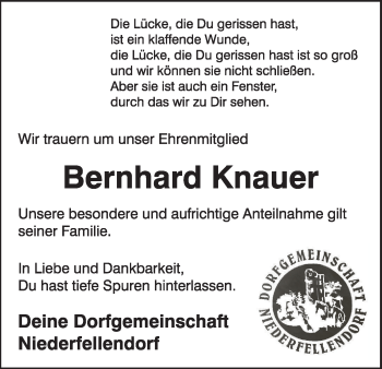 Anzeige von Bernhard Knauer von MGO