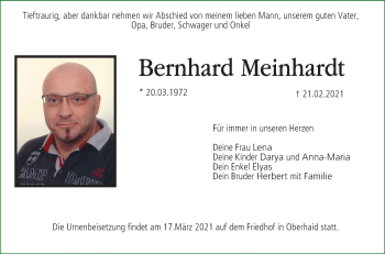 Anzeige von Bernhard Meinhardt von MGO